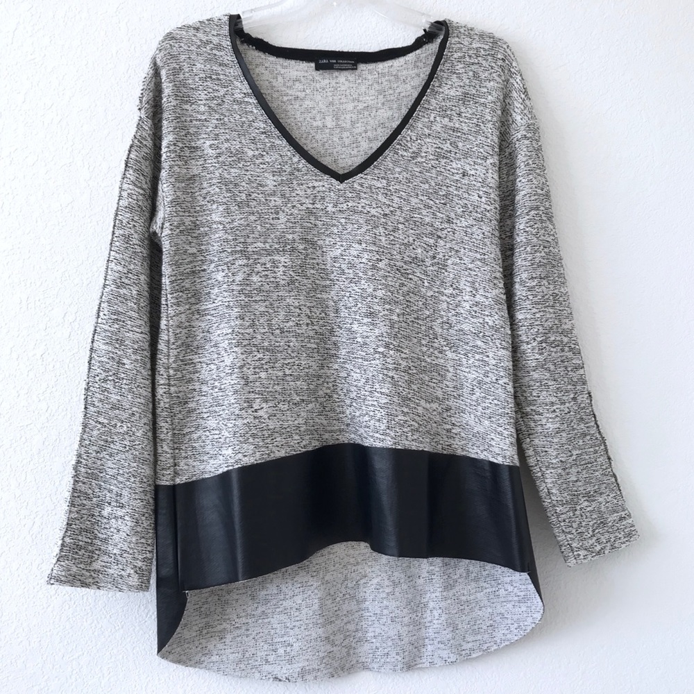 Zara Sweater with Faux Leather Trim